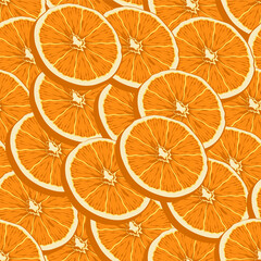 summer seamless pattern with juicy fresh oranges. Bright summer mood, print for background and textile