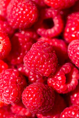 Details of ripe red raspberries