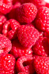 Details of ripe red raspberries