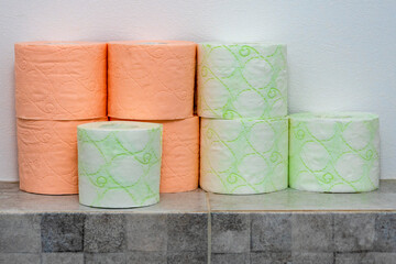 Rows toilet paper.lavatory paper