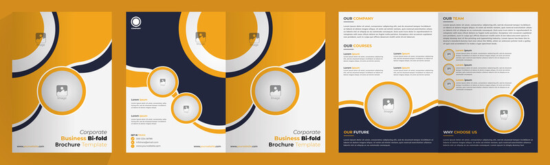 Corporate Bi-fold Brochure Template Design vector illustration of an abstract bifold