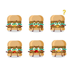 Cartoon character of hamburger with what expression