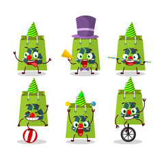 Cartoon character of recycle bag with various circus shows