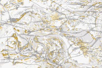 Gray and gold agate ripplle pattern. Light marble background.