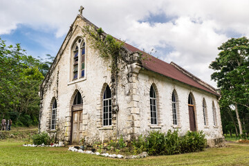 Naklejka premium Saint Mary, Jamaica. Jamaican church. Vintage/ centuries old Saint Andrew's Anglican Church in Labyrinth