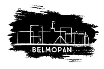 Naklejka premium Belmopan Belize City Skyline Silhouette. Hand Drawn Sketch.