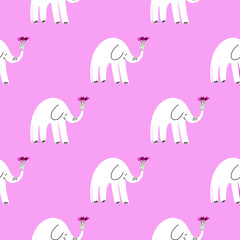 Elephant seamless pattern for scrapbook, fabric, digital paper. Cute baby design background