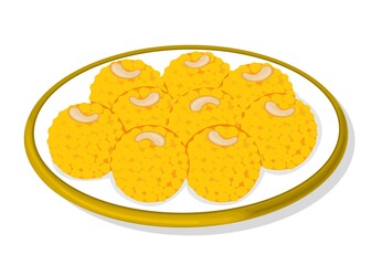 Boondi laddu Indian Sweets or Mithai Food Vector