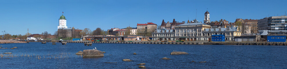 Panorama of spring Vyborg. Leningrad region, Russia