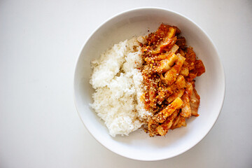 rice with kimchi pork belly