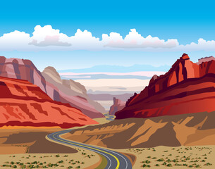 Utah San Rafael Swell Red Rock Country Vector Illustration
