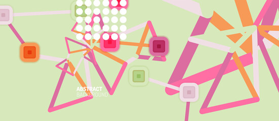 Abstract square dot connections, flat style multicolored geometric background for Wallpaper, Banner, Background, Card, Book Illustration, landing page or poster design