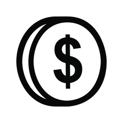 Coin Dollar Icon , Coin Symbol, Outline Icon Vector
