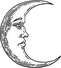 Crescent Moon Line Art Vector