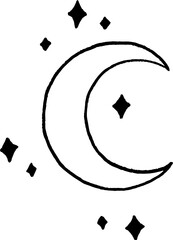 Hand drawn Crescent Moon