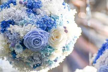 bouquet of blue roses
