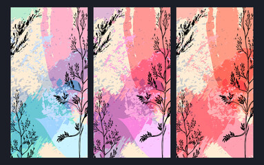 vector vintage template label with hand-drawn flowers and herbs. layout of a design layout for a beauty salon cosmetics store, natural and organic products. Background sketch of organic plants.