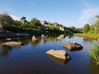 Village on the banks of the river