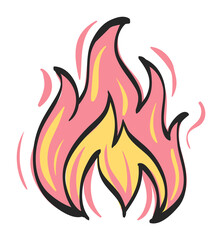Naklejka premium Fire icon in color drawing. Flame hot item business
