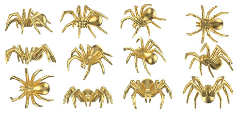 Fototapeta na wymiar Set of polygonal tarantulas