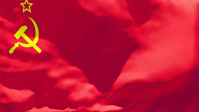 The flag of USSR flutters in the wind