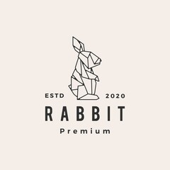 origami rabbit hare bunny hipster vintage logo vector icon illustration