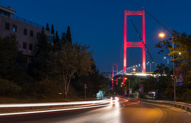 Fototapeta na wymiar Istanbul Bosphorus Bridge at sunset in Istanbul, Turkey.