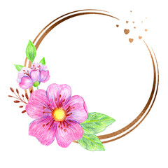 round frame decorated with flowers