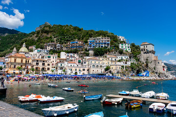 Fototapeta na wymiar Italy, Campania, Cetara - 15 August 2019 - View of the beautiful village of Cetara on the Amalfi coast