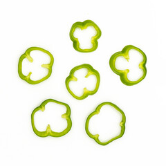 Colorful slices of bell pepper