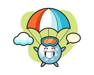 Golf cartoon is skydiving with happy gesture
