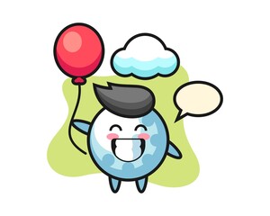 Golf cartoon is playing balloon