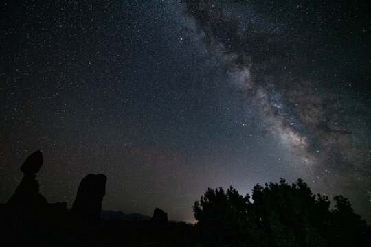 night sky with milky way at Arches Utah
