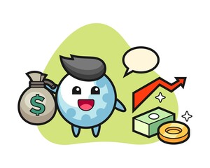 Golf cartoon holding money sack