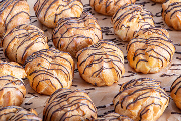 Cooking profiteroles on the table