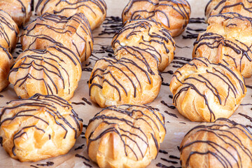 Cooking profiteroles on the table