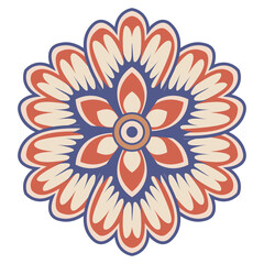 Oriental isolated pattern object spiral round curve cross flower