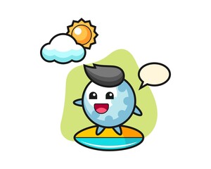 Golf cartoon do surfing on the beach