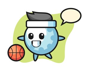 Golf cartoon is playing basketball