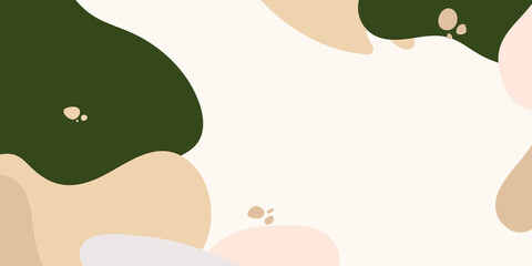 Beautiful pastel social media banner template with minimal liquid abstract organic shapes composition in trendy contemporary collage style