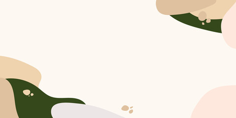 Beautiful pastel social media banner template with minimal liquid abstract organic shapes composition in trendy contemporary collage style