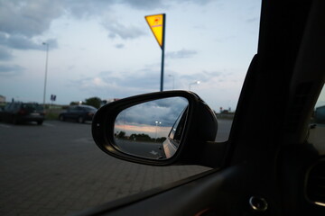 Sunset reflection in mirror