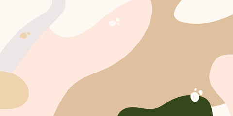 Vector set of abstract creative backgrounds in minimal trendy style with copy space for text - design templates for social media stories with brown pink green leaf