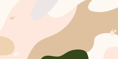 Vector set of abstract creative backgrounds in minimal trendy style with copy space for text - design templates for social media stories with brown pink green leaf