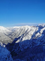 snow covered mountains in winter