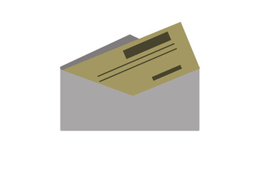 Checkbook or cheque in envelope isolated on while icon vector illustration.