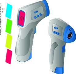 infrared thermometer with LCD screen, numbers and screen color selectable, position already in layers just turn on/off color and numbers of your preference