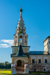 The view of temple of St. John the Baptist from the Volga river in the ancient town of Uglich, Yaroslavl region, Russia