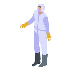 Coronavirus protection costume icon. Isometric of coronavirus protection costume vector icon for web design isolated on white background