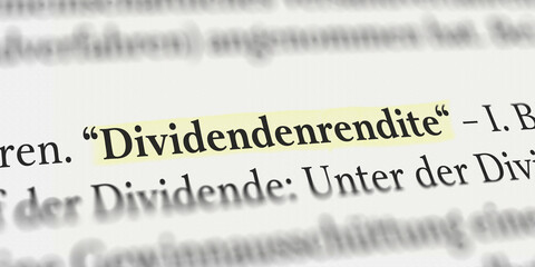 Dividendenrendite im Lexikon markiert